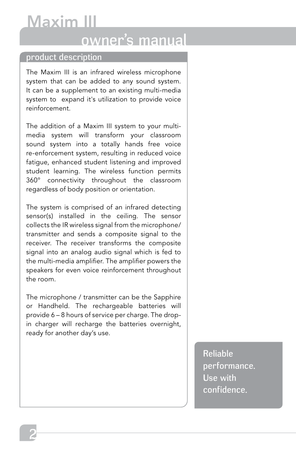 Maxim iii, Owner’s manual | TeachLogic Maxim III User Manual | Page 8 / 28
