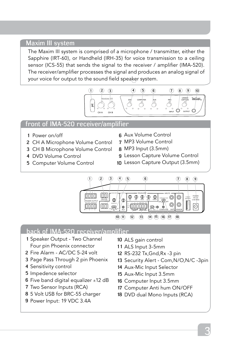Maxim iii system | TeachLogic Maxim III User Manual | Page 9 / 28