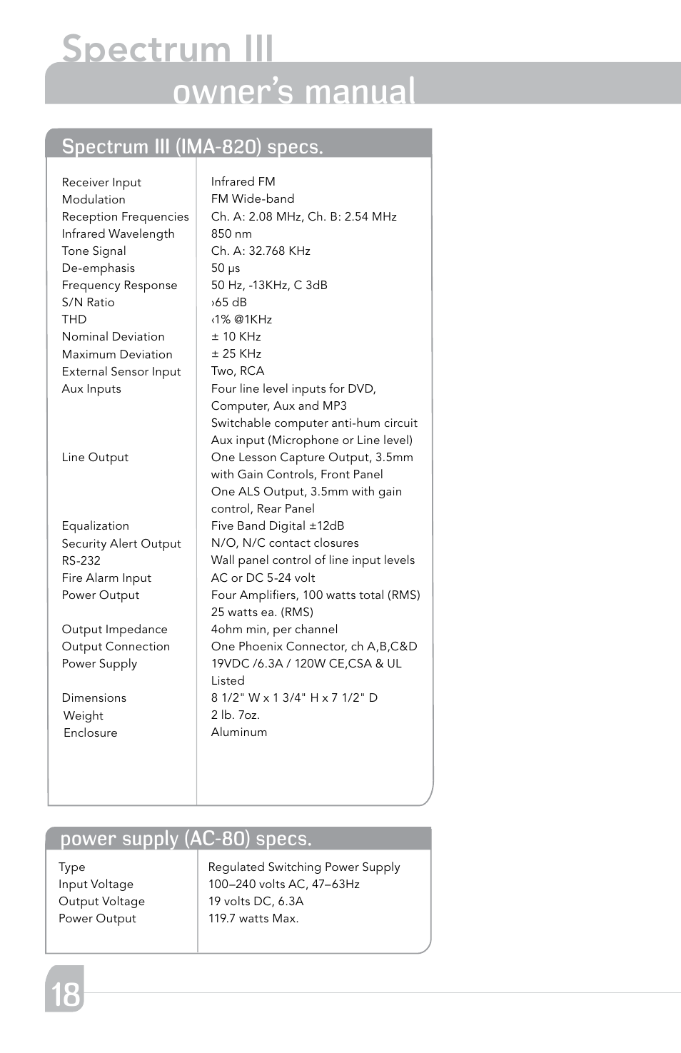 Spectrum iii, Owner’s manual | TeachLogic Spectrum III User Manual | Page 24 / 28