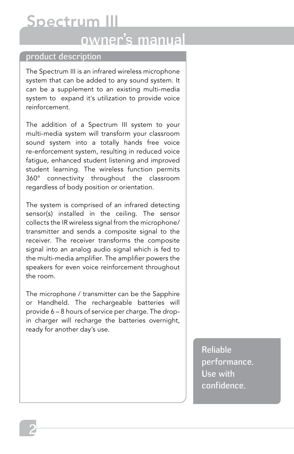 Spectrum iii, Owner’s manual | TeachLogic Spectrum III User Manual | Page 8 / 28