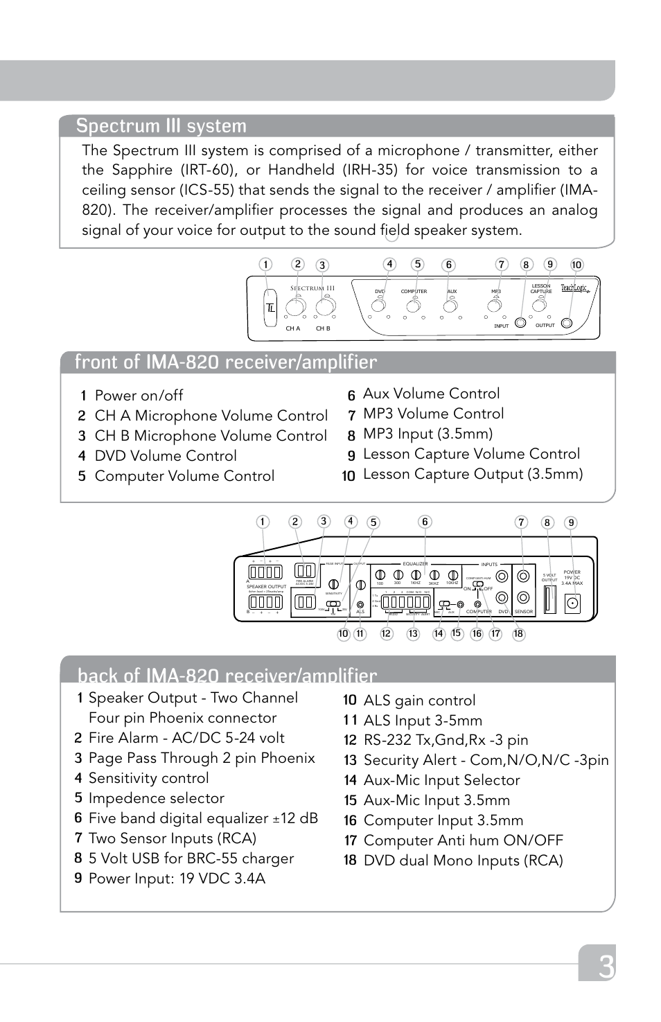Spectrum iii system | TeachLogic Spectrum III User Manual | Page 9 / 28