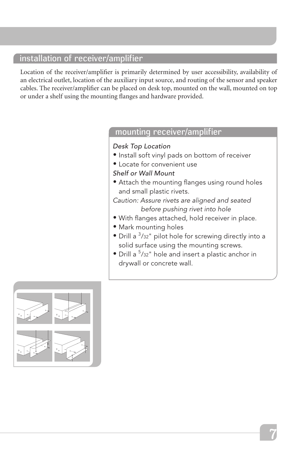 Installation of receiver/amplifier, Mounting receiver/amplifier | TeachLogic VoiceLink Plus User Manual | Page 13 / 26