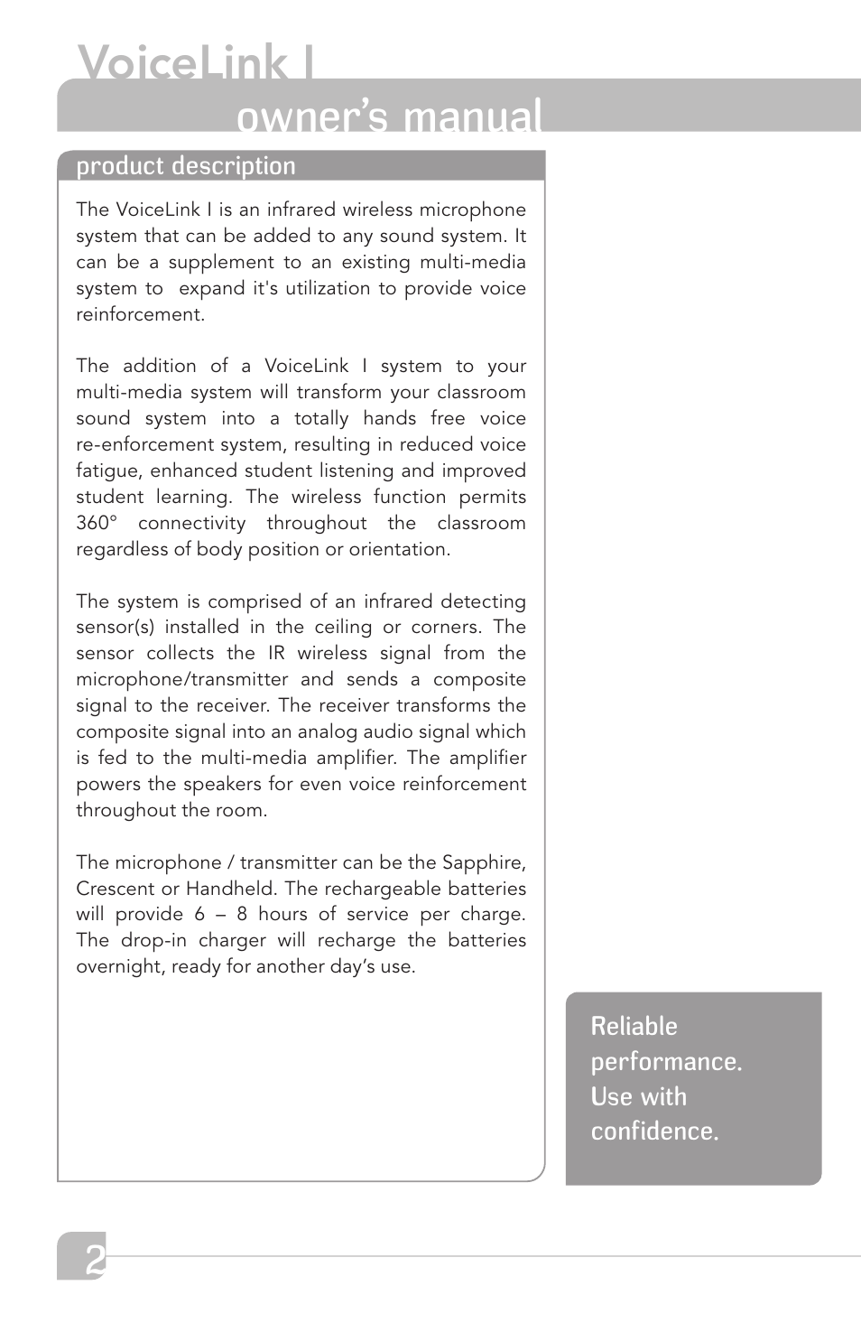 Voicelink i, Owner’s manual | TeachLogic VOICELINK I User Manual | Page 8 / 24
