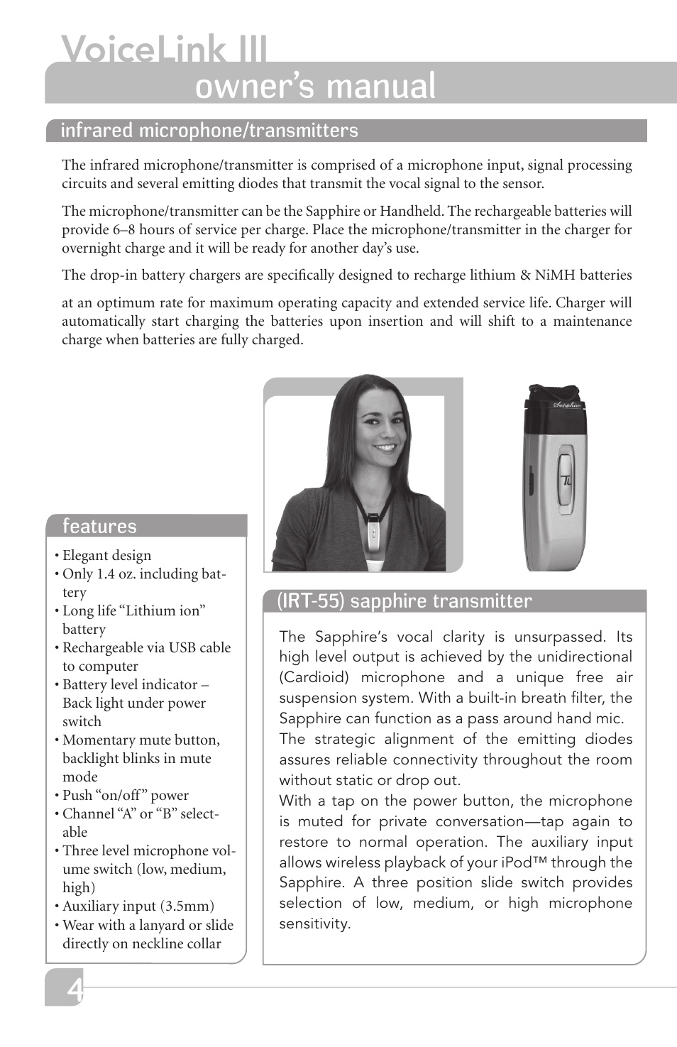 Voicelink iii, Owner’s manual | TeachLogic VOICELINK III User Manual | Page 10 / 24