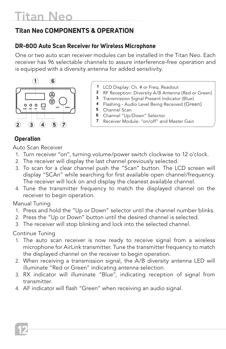 Titan neo, Titan neo components & operation | TeachLogic Titan Neo User Manual | Page 12 / 44