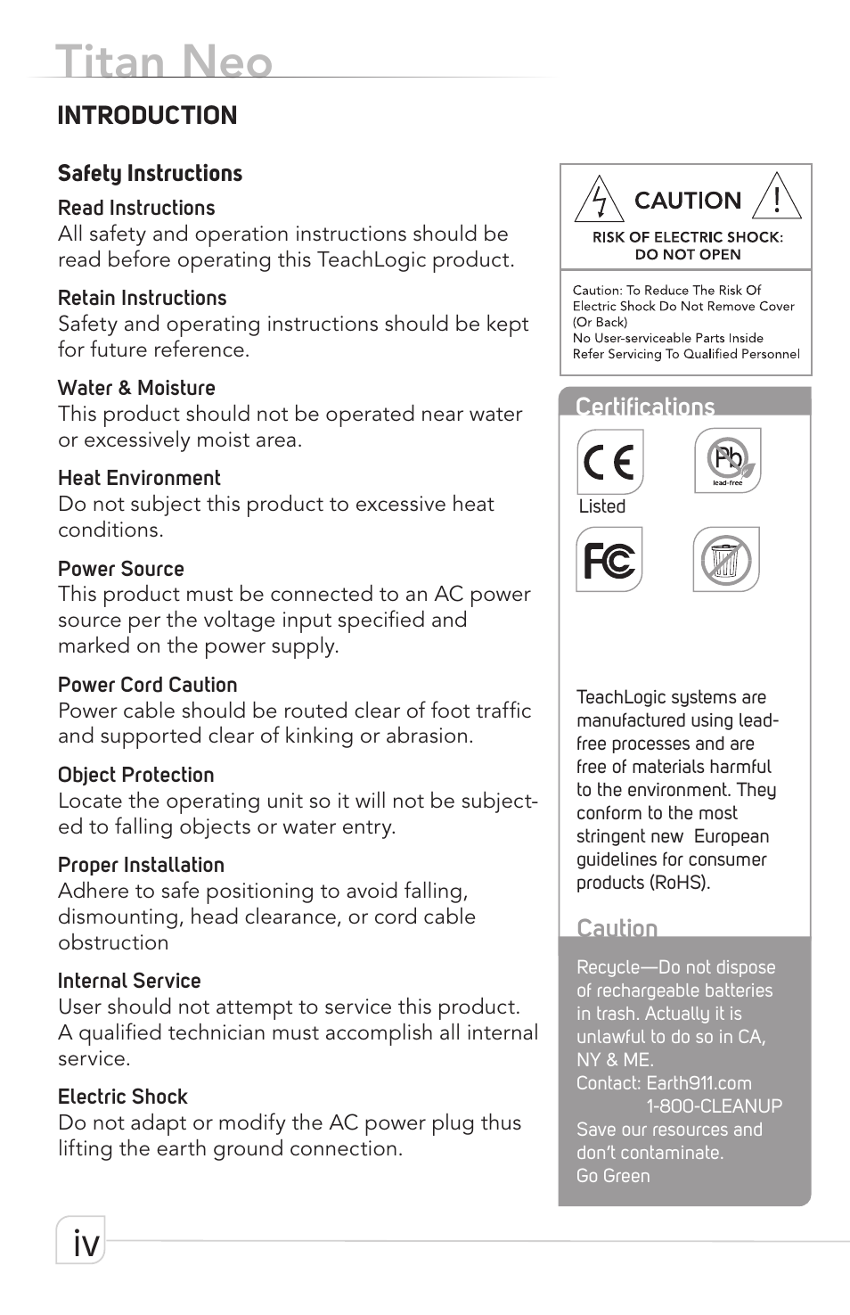 Titan neo | TeachLogic Titan Neo User Manual | Page 4 / 44