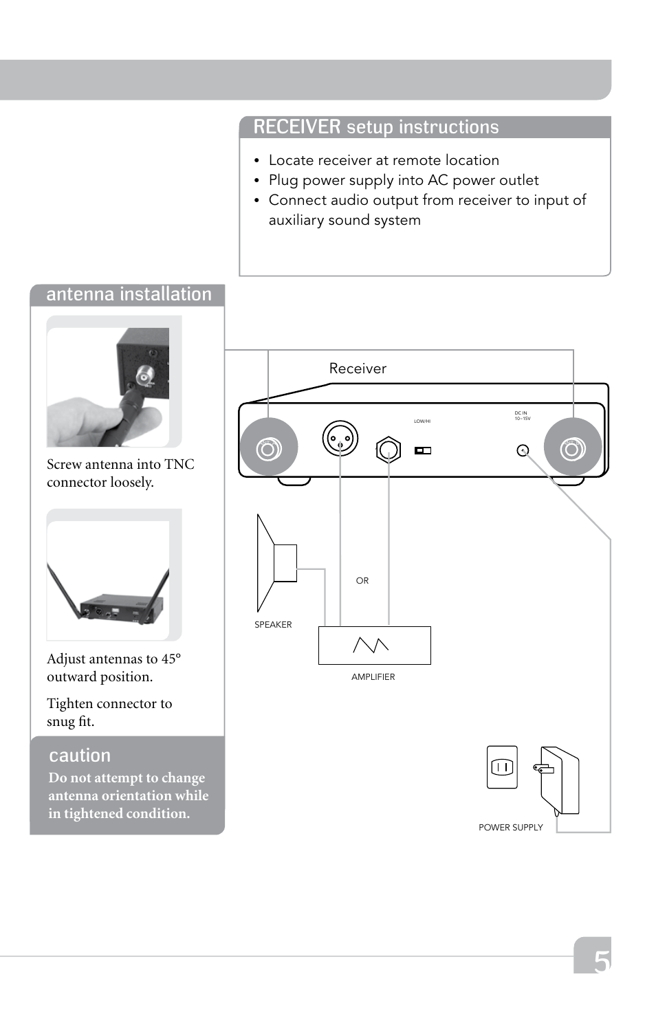 Receiver setup instructions, Antenna installation | TeachLogic Airlink Router User Manual | Page 11 / 16