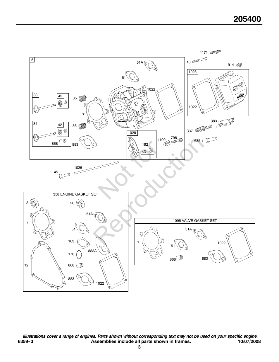 Not for reproduction | Briggs & Stratton 205400 User Manual | Page 3 / 20