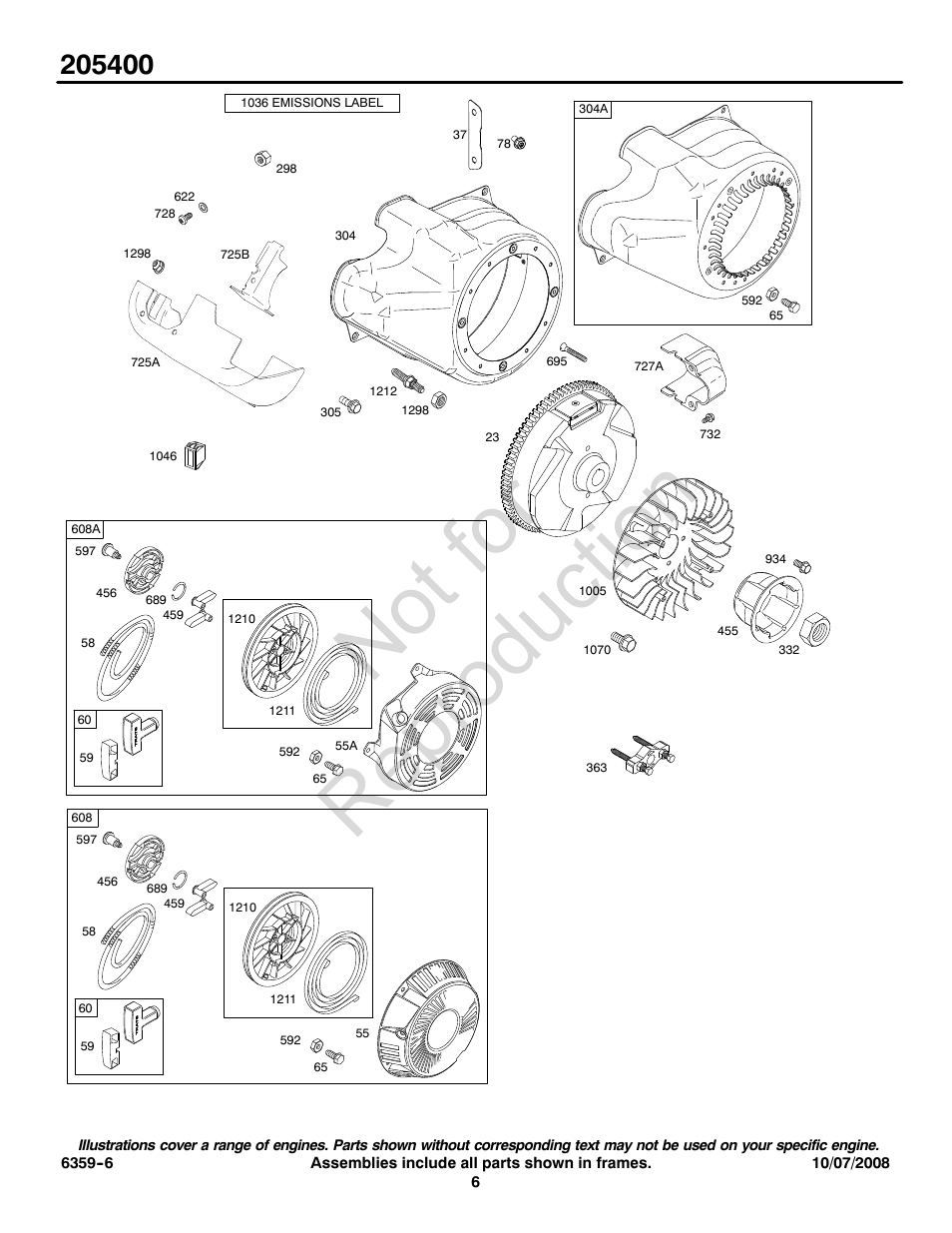 Not for reproduction | Briggs & Stratton 205400 User Manual | Page 6 / 20