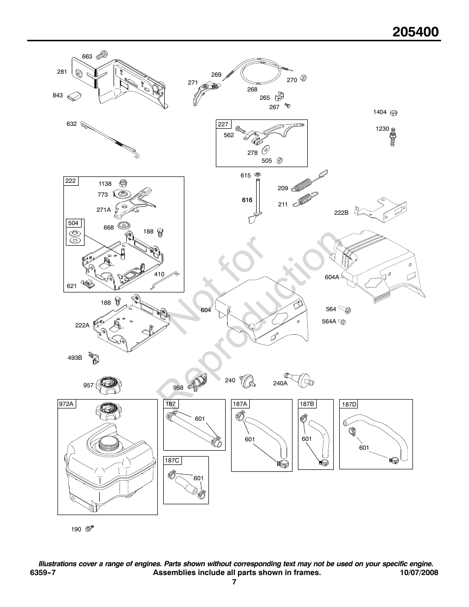 Not for reproduction | Briggs & Stratton 205400 User Manual | Page 7 / 20