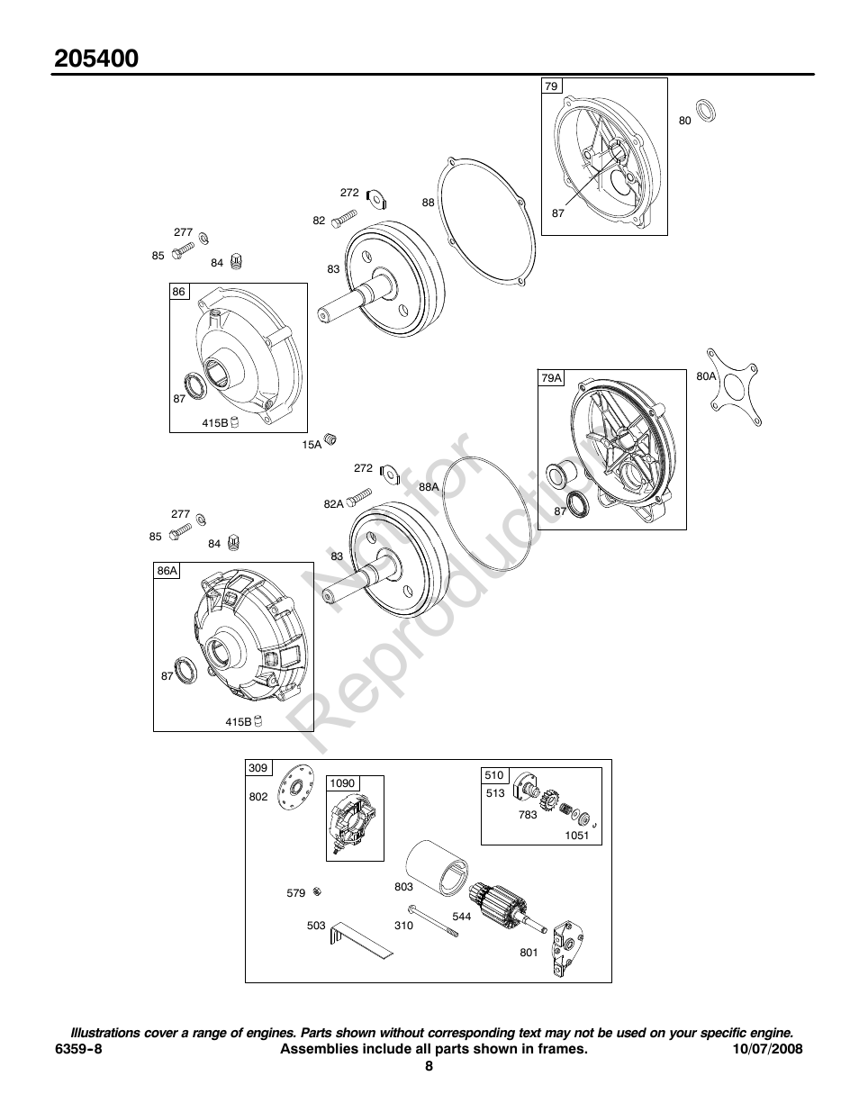 Not for reproduction | Briggs & Stratton 205400 User Manual | Page 8 / 20