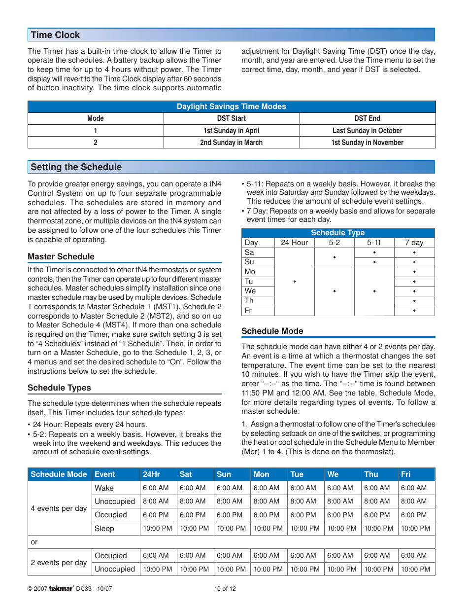 tekmar 033 4 Timer User Manual | Page 10 / 12