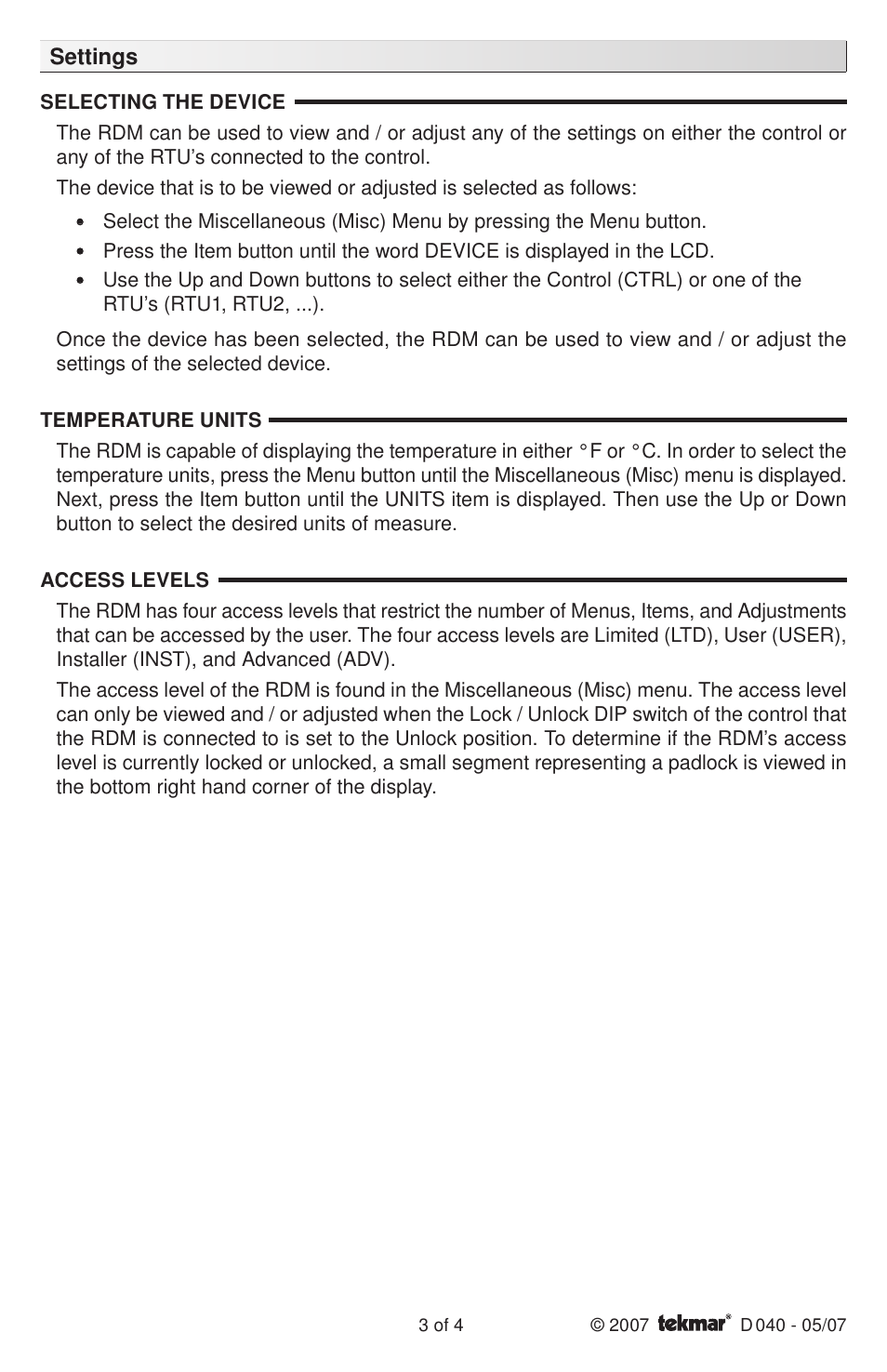 tekmar 040 RDM User Manual | Page 3 / 4