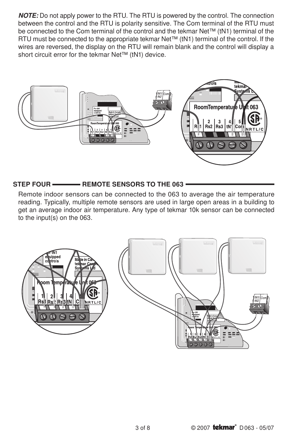 tekmar 063 RTU User Manual | Page 3 / 8