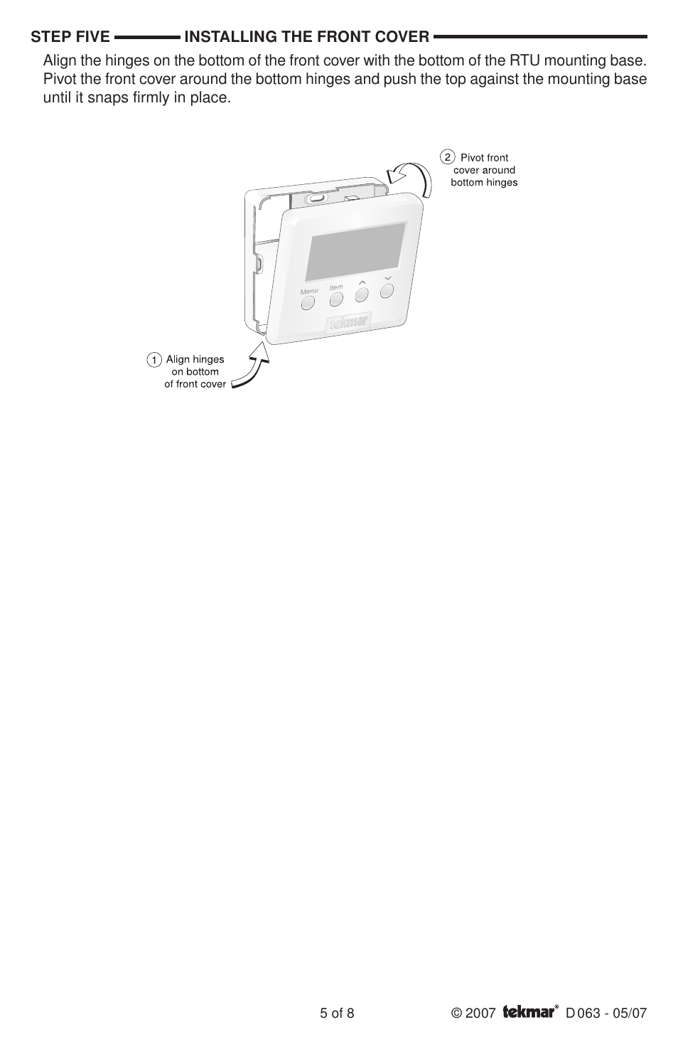 tekmar 063 RTU User Manual | Page 5 / 8