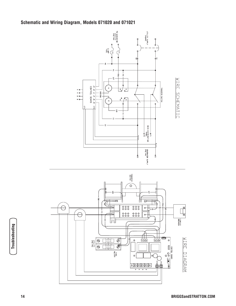 Schematic and wiring diagram, Especificaciones del producto | Briggs & Stratton 071019 User Manual | Page 14 / 44