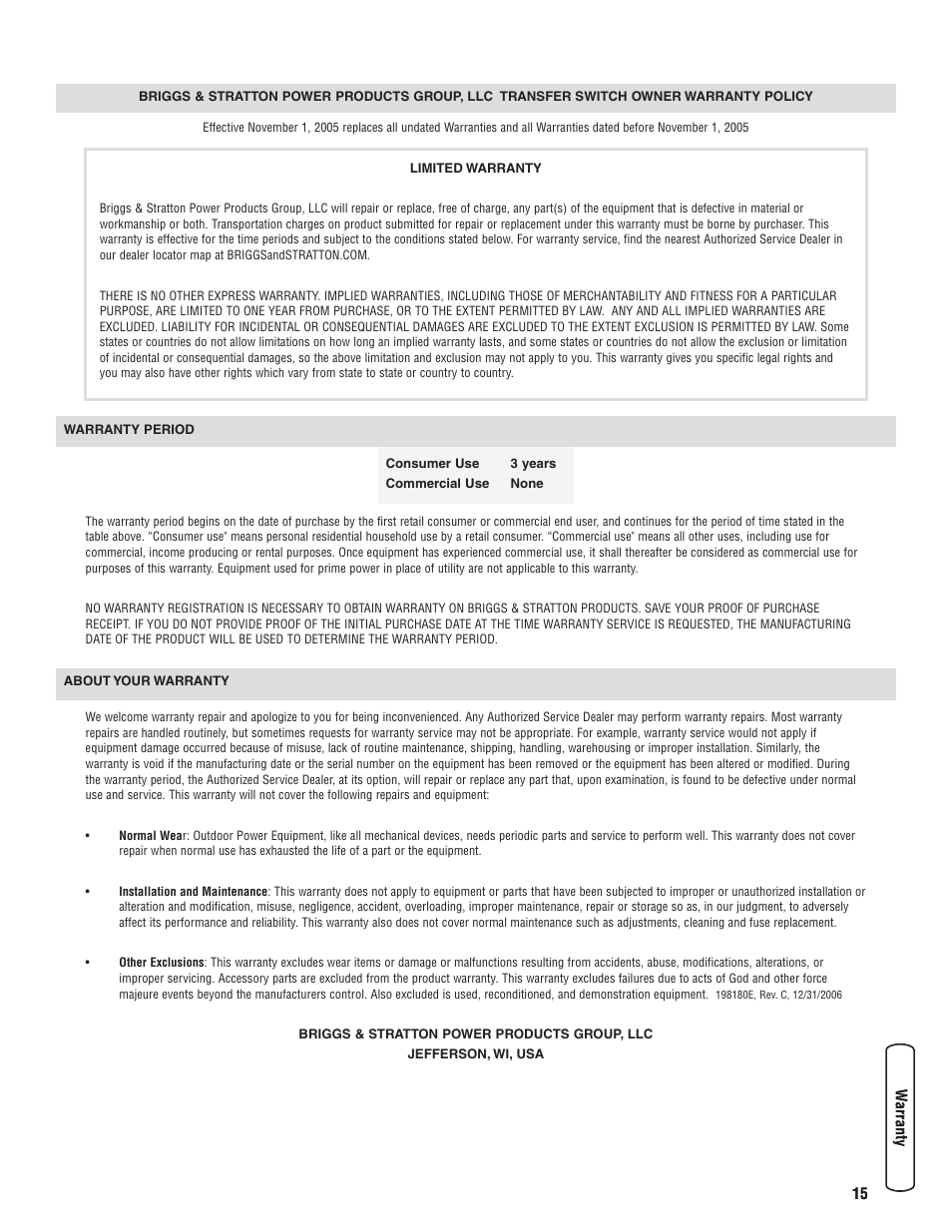 Briggs & Stratton 071019 User Manual | Page 15 / 44