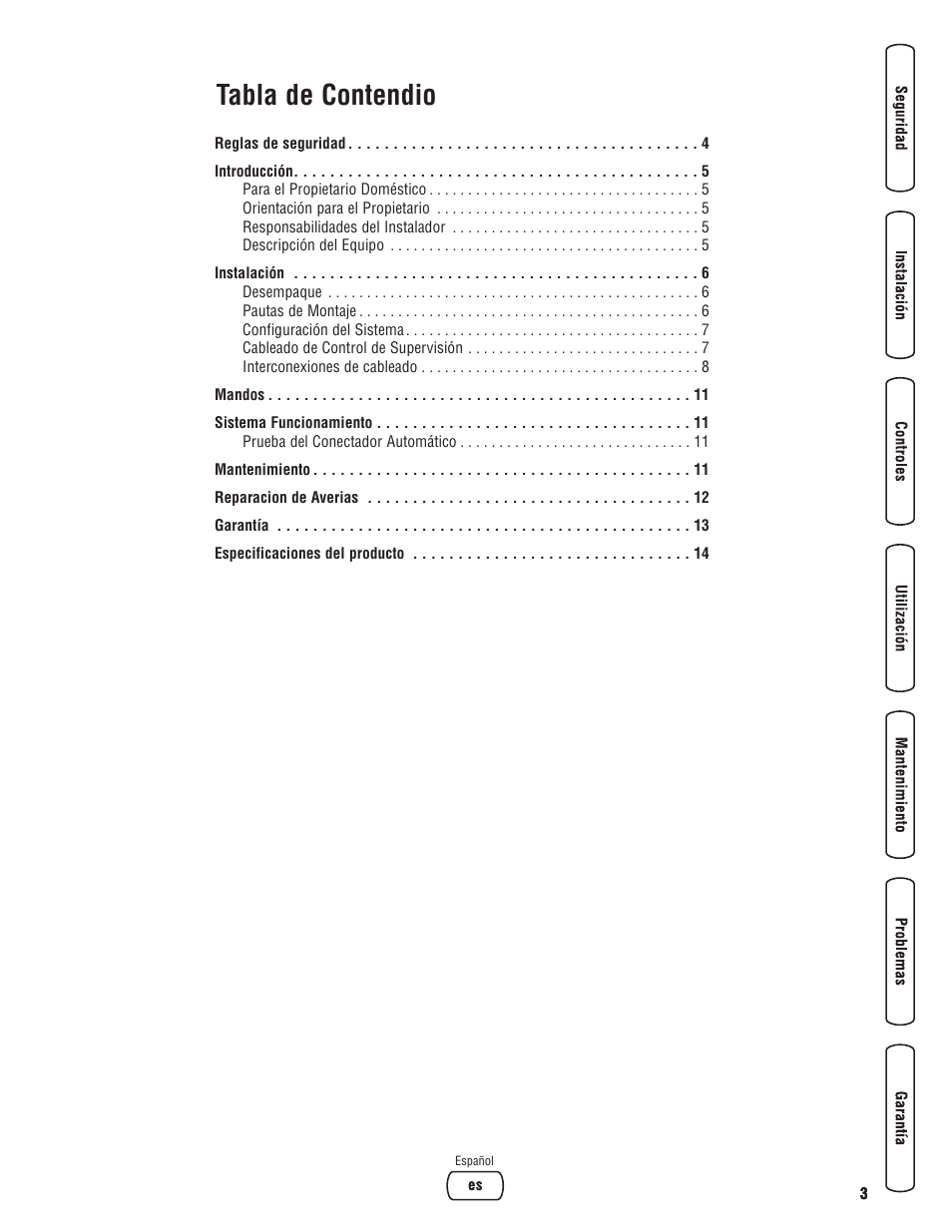 Tocsp, Tabla de contendio | Briggs & Stratton 071019 User Manual | Page 19 / 44