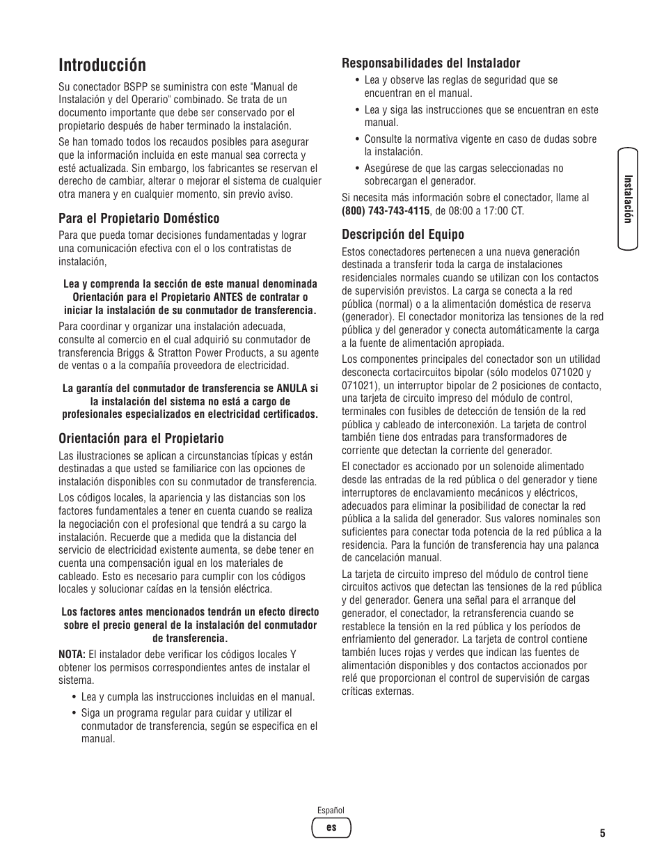 Introducción | Briggs & Stratton 071019 User Manual | Page 21 / 44