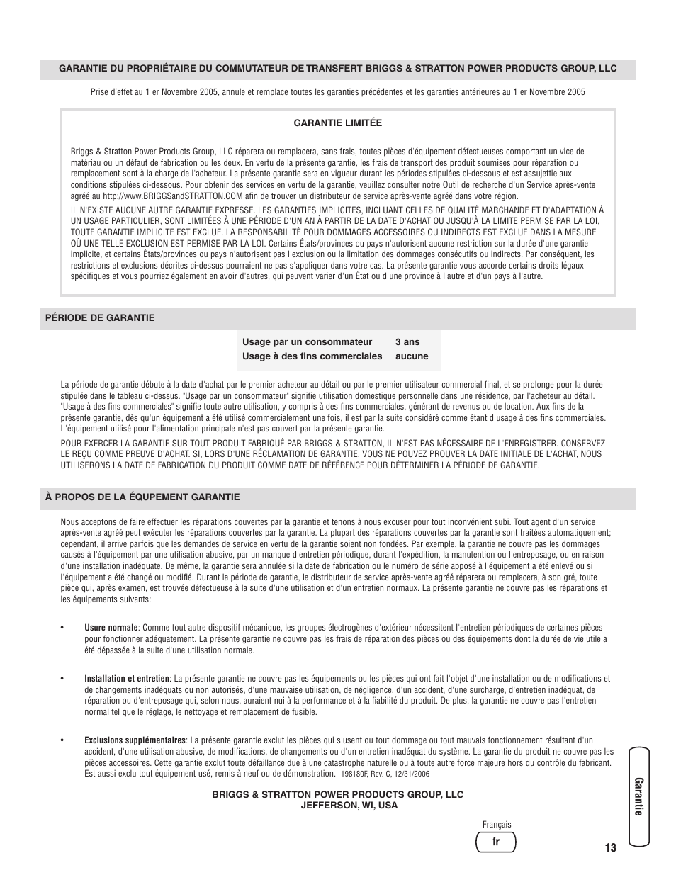 Briggs & Stratton 071019 User Manual | Page 43 / 44