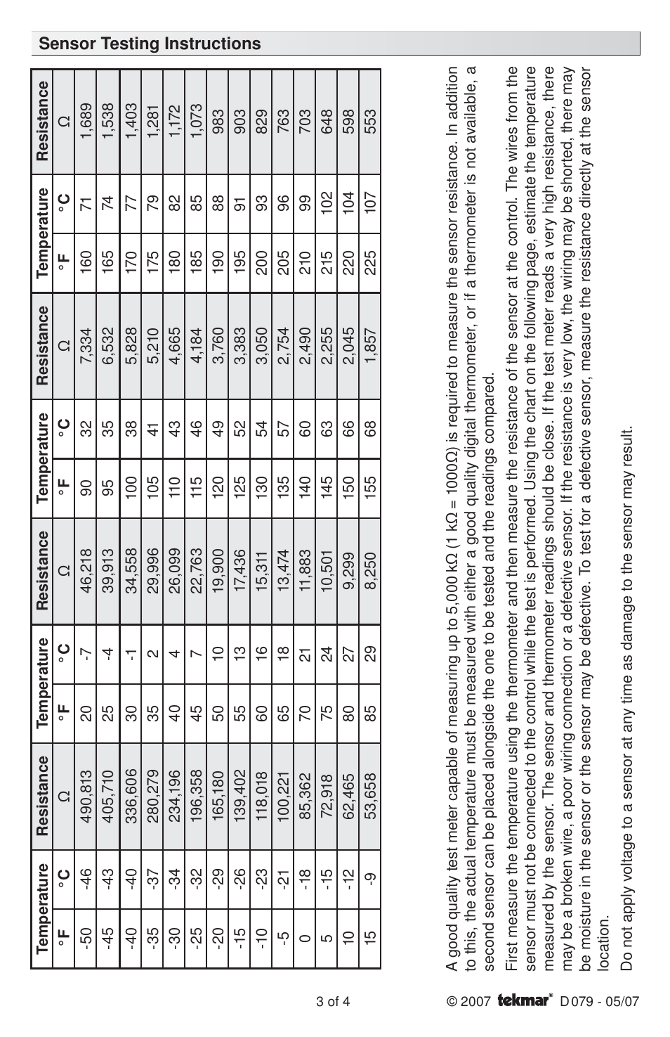 tekmar 079 Slab Sensor User Manual | Page 3 / 4