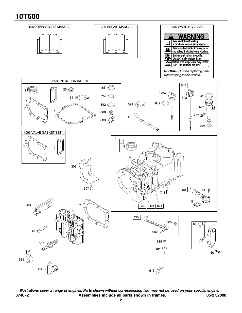Briggs & Stratton 10T600 User Manual | Page 2 / 9