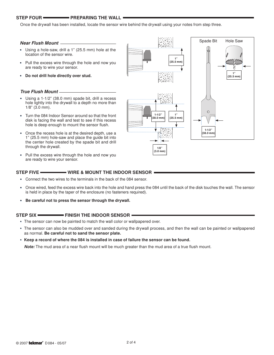 tekmar 084 Indoor Sensor User Manual | Page 2 / 4