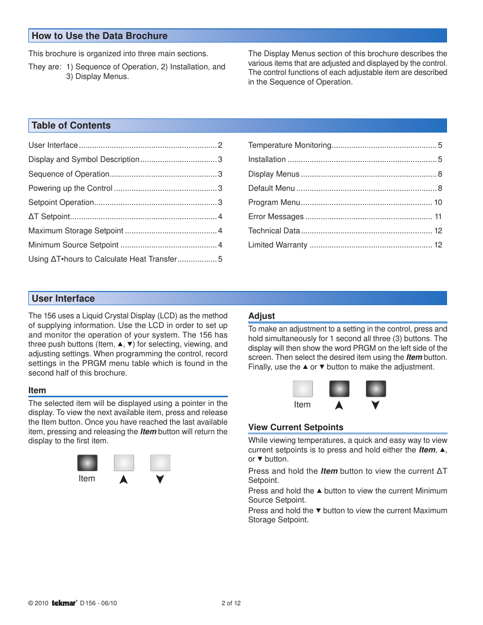 tekmar 156 Difference Setpoint Control User Manual | Page 2 / 12