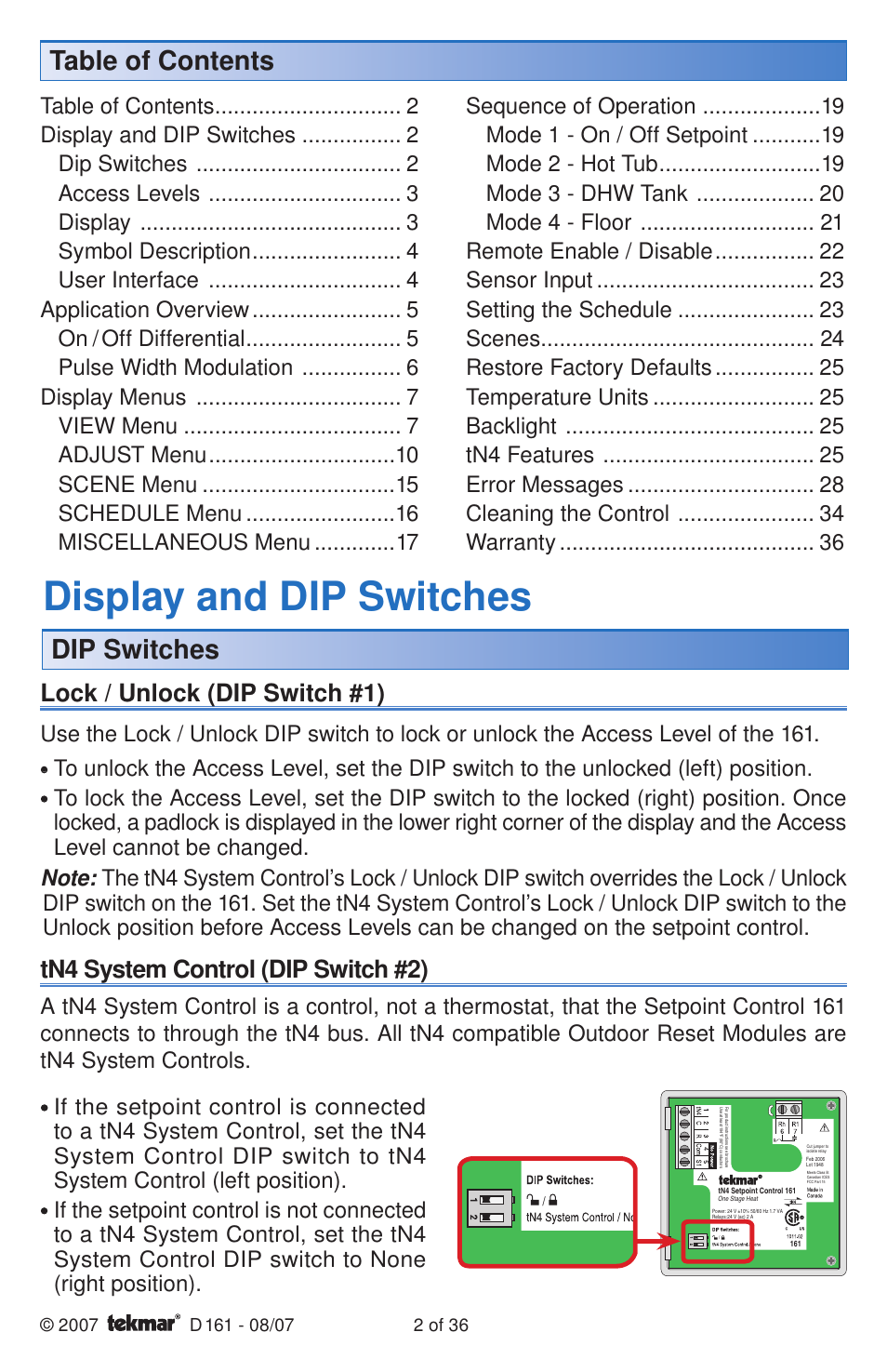 tekmar 161 Setpoint Control Installation User Manual | Page 2 / 36