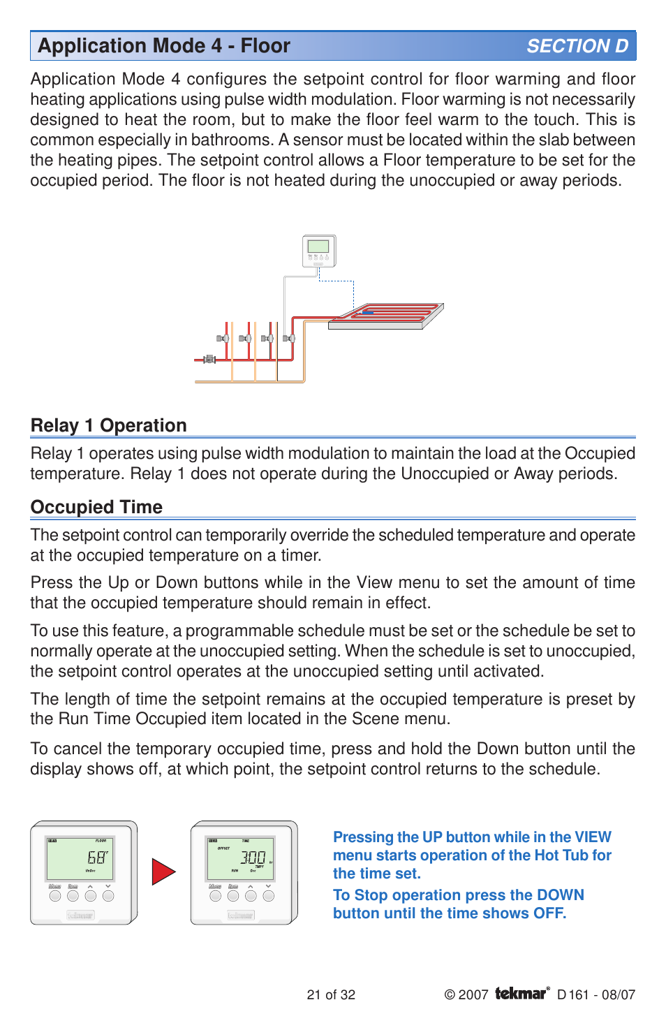 Application mode 4 - floor | tekmar 161 Setpoint Control Installation User Manual | Page 21 / 36