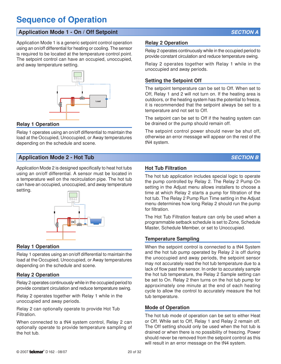 Sequence of operation | tekmar 162 Setpoint Control Installation User Manual | Page 20 / 32