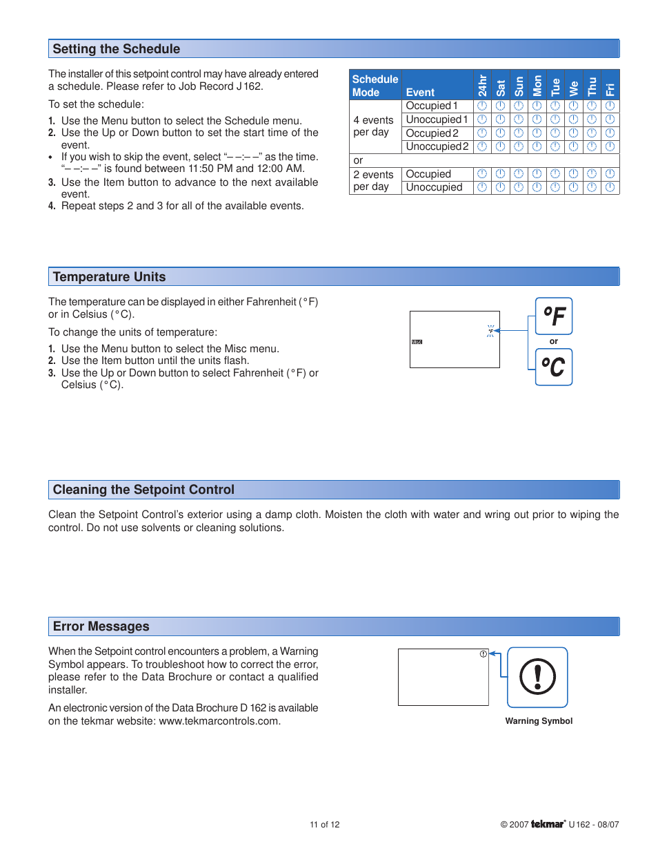 tekmar 162 Setpoint Control User Manuals User Manual | Page 11 / 12