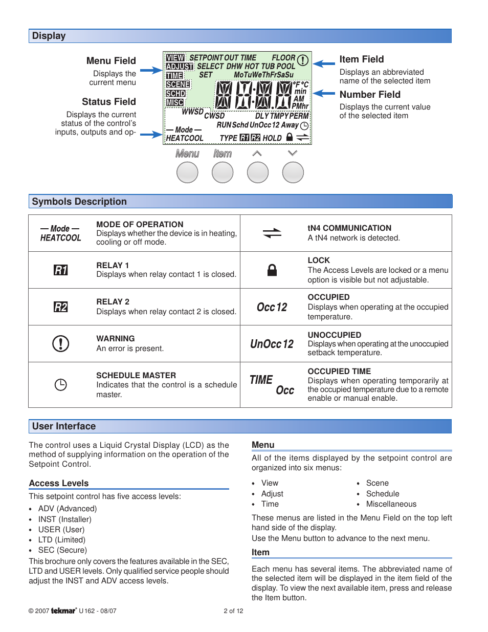 tekmar 162 Setpoint Control User Manuals User Manual | Page 2 / 12