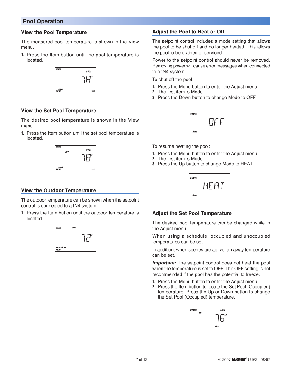 tekmar 162 Setpoint Control User Manuals User Manual | Page 7 / 12