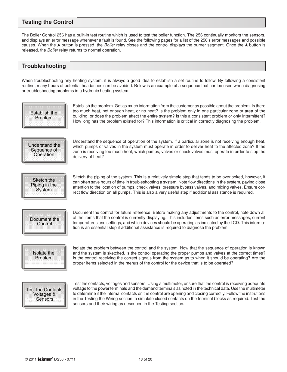 tekmar 256 Boiler Control User Manual | Page 18 / 20
