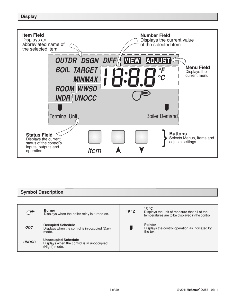 Item | tekmar 256 Boiler Control User Manual | Page 3 / 20