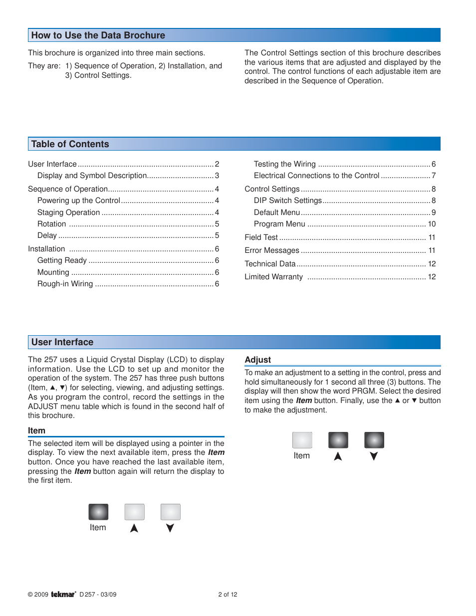 tekmar 257 DHW Control User Manual | Page 2 / 12