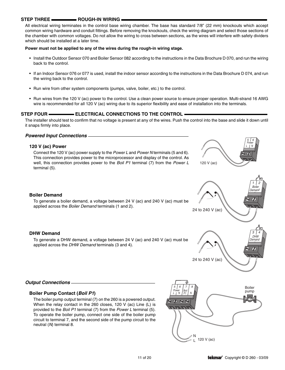 tekmar 260 Boiler Control User Manual | Page 11 / 20