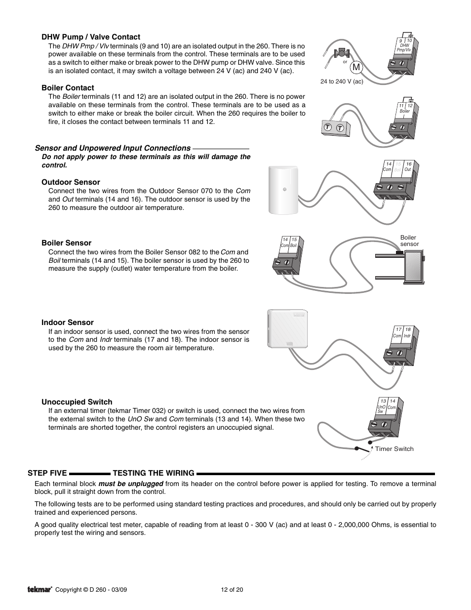 tekmar 260 Boiler Control User Manual | Page 12 / 20