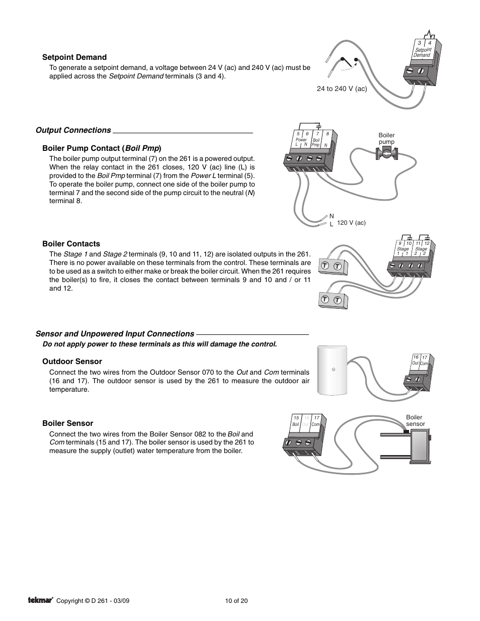 tekmar 261 Boiler Control User Manual | Page 10 / 20