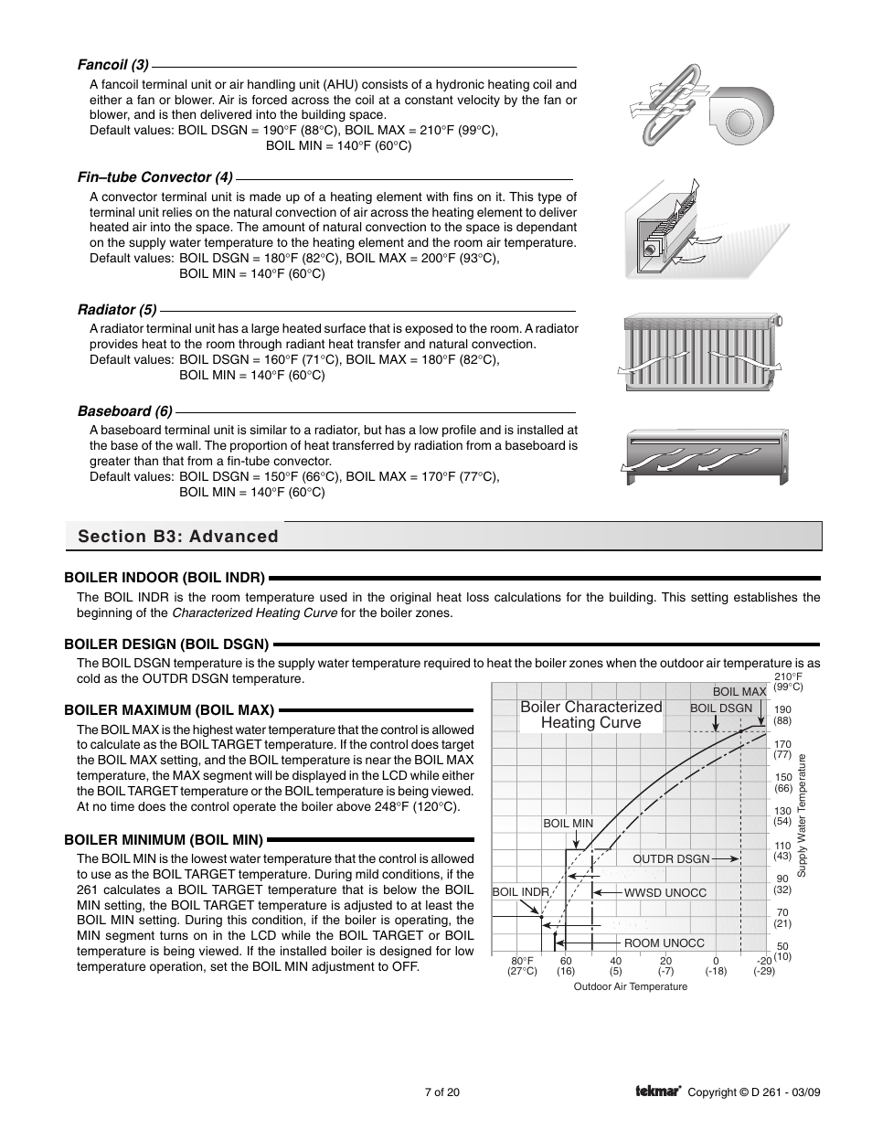 Boiler characterized heating curve | tekmar 261 Boiler Control User Manual | Page 7 / 20