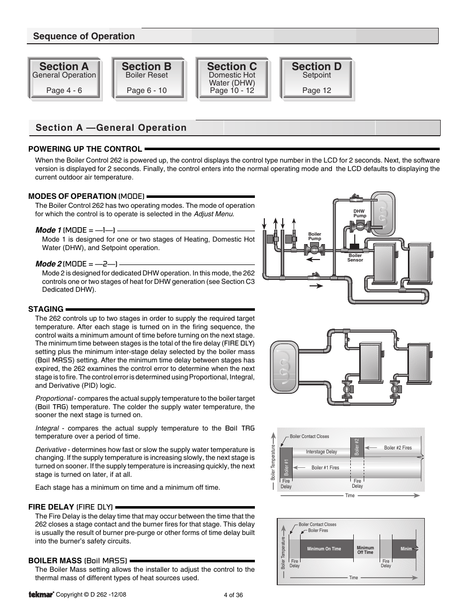 Sequence of operation, General operation, Pg 4 | tekmar 262 Boiler Control Installation User Manual | Page 4 / 36
