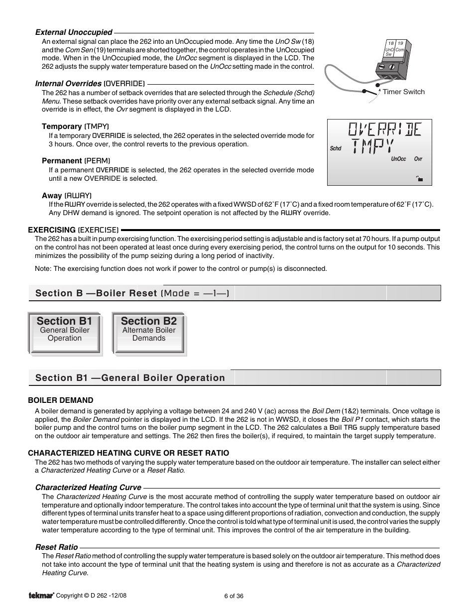 Boiler reset | tekmar 262 Boiler Control Installation User Manual | Page 6 / 36