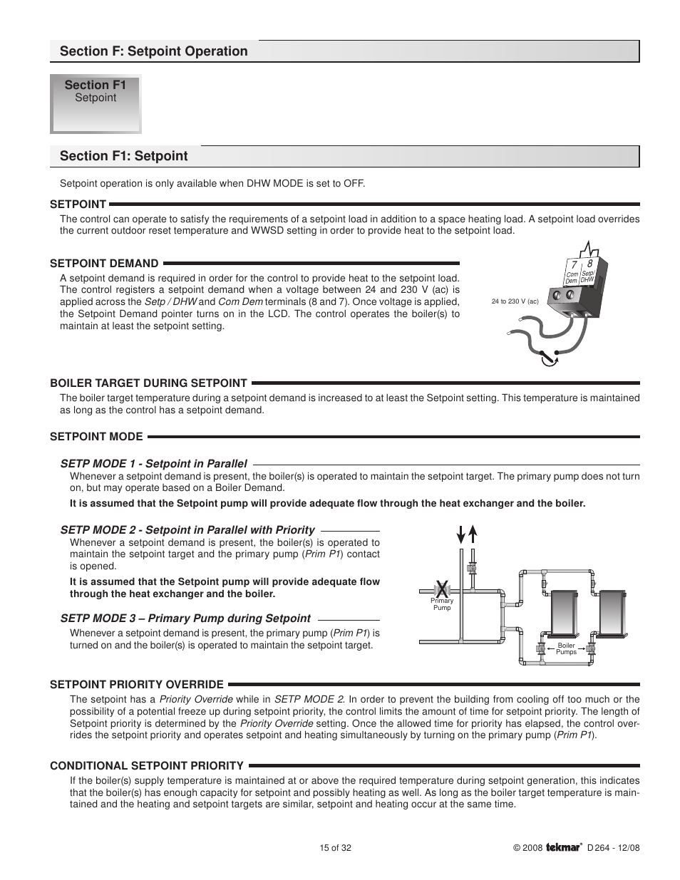 tekmar 264 Boiler Control User Manual | Page 15 / 32