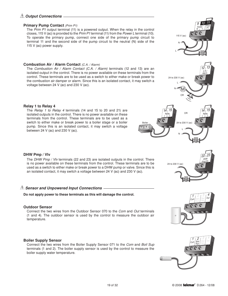 tekmar 264 Boiler Control User Manual | Page 19 / 32