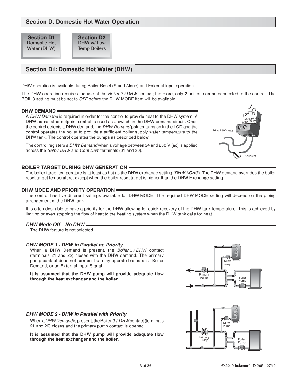 tekmar 265 Boiler Control User Manual | Page 13 / 36