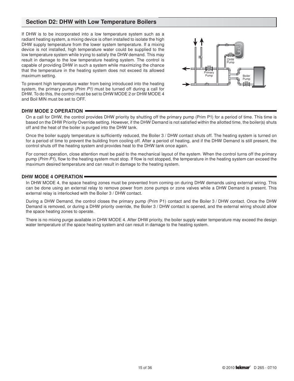 tekmar 265 Boiler Control User Manual | Page 15 / 36