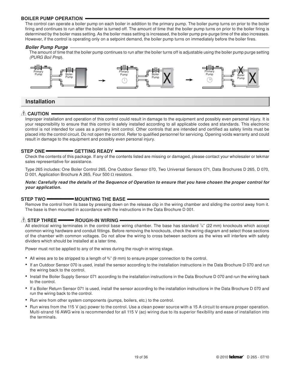 tekmar 265 Boiler Control User Manual | Page 19 / 36