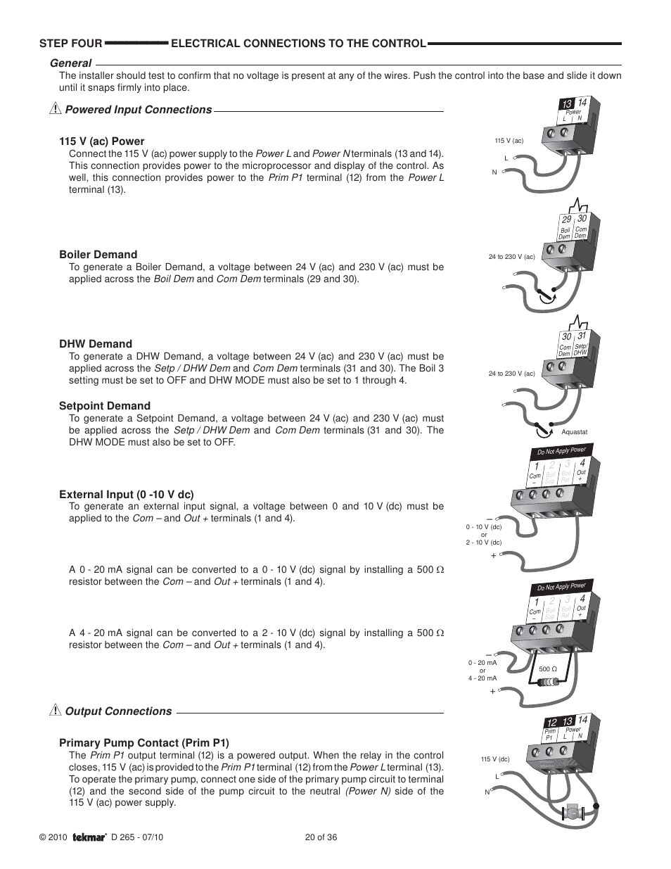 tekmar 265 Boiler Control User Manual | Page 20 / 36