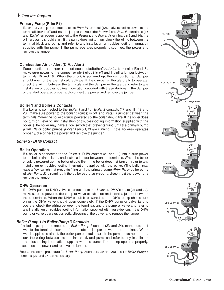 tekmar 265 Boiler Control User Manual | Page 25 / 36